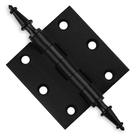 Embassy 3 x 3 Solid Brass Hinge, Flat Black Finish with Steeple Tips 3030US19AS-1